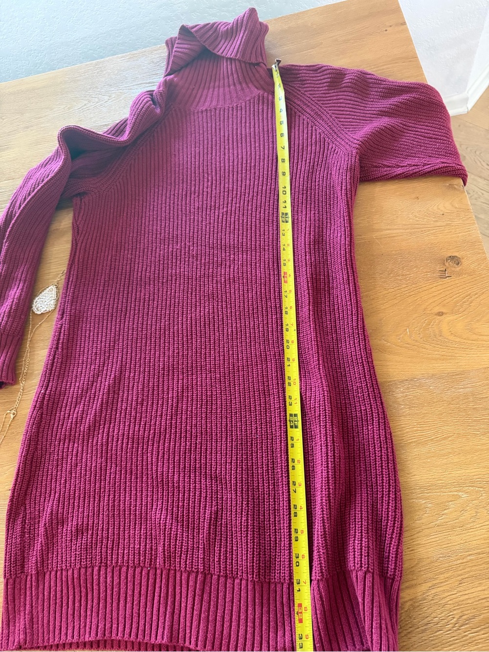 INC Deep Berry Autumn Sweater Dress Cotton Blend Comfy Size XS - Picture 6 of 8